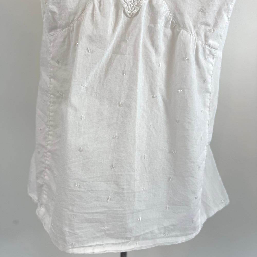 The Limited White Crochet Lace Sequin Tank Top V-Neck Cotton Cottage Coastal M - Picture 3 of 13